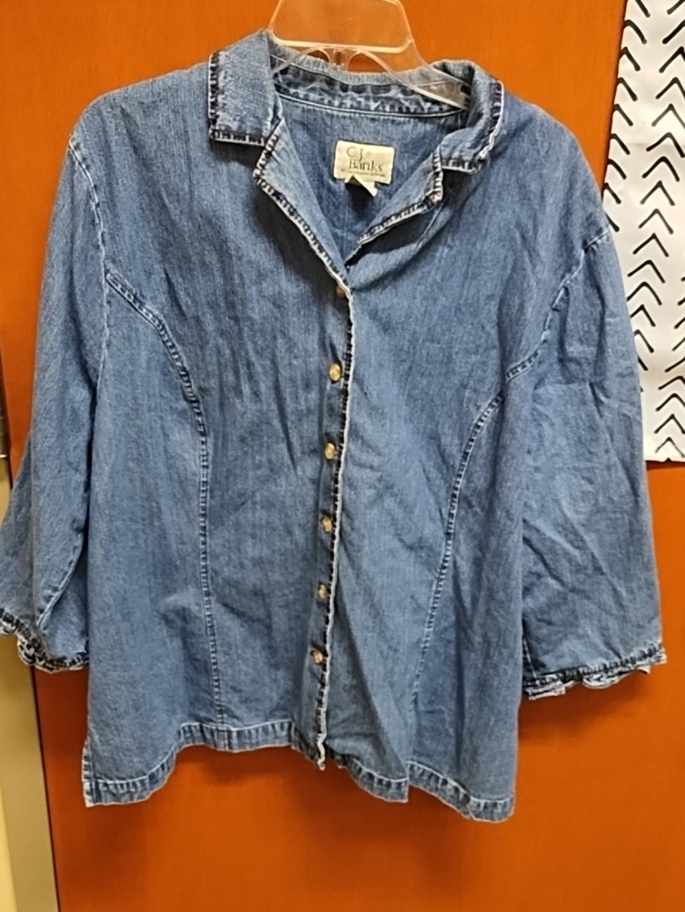 CJ Banks Denim Blue Women Top